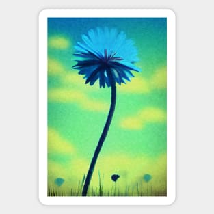 Blue Dandelion against a summer sky - Abstract style painting Magnet